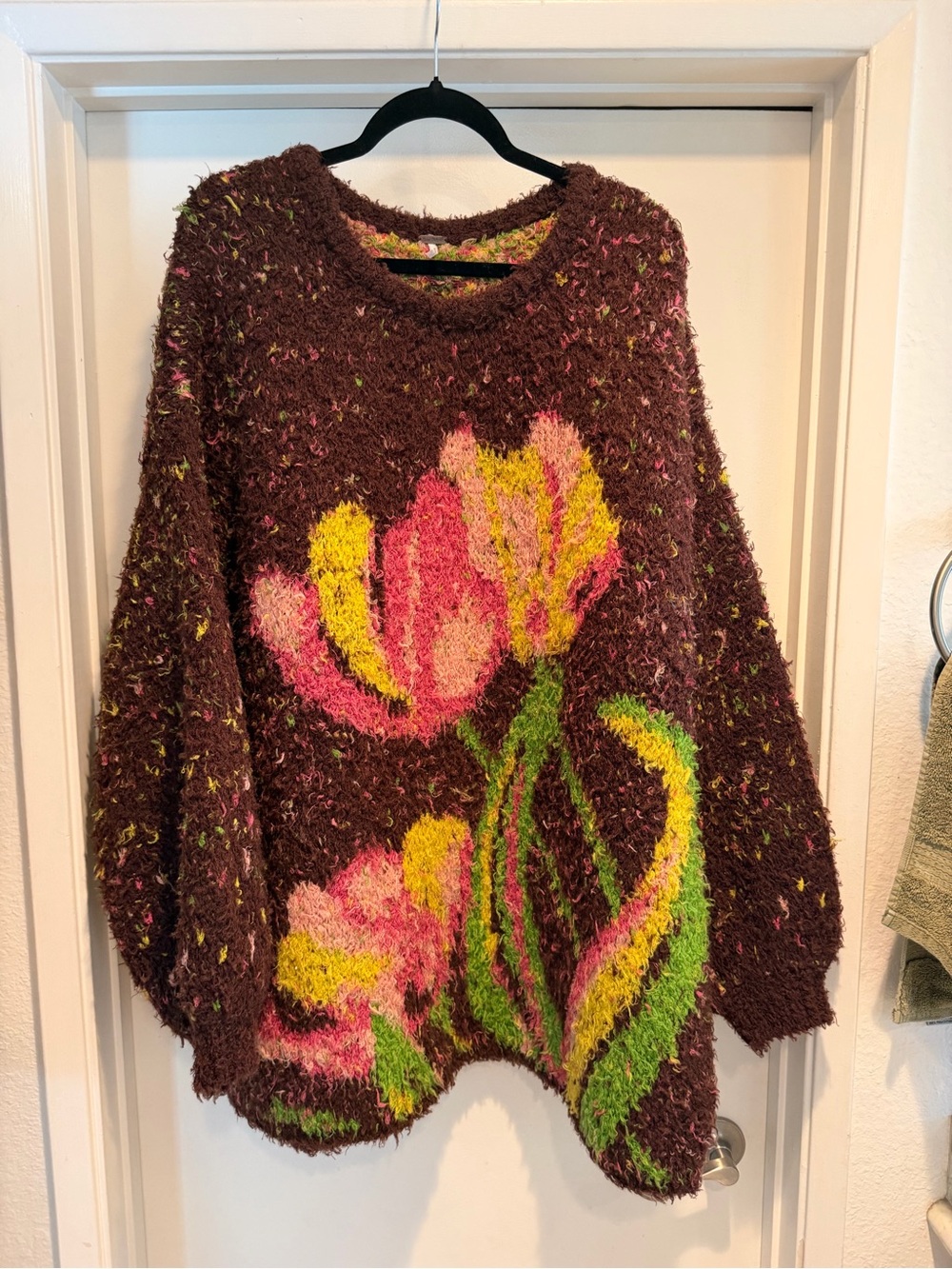 Free People Oversized Floral Crewneck Sweater